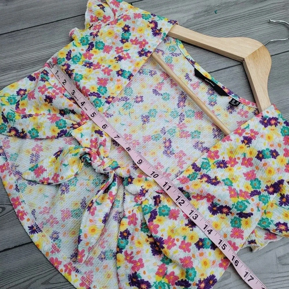 Vero Moda Women's Cropped Blouse Top XS Multicolor Polyester Floral Sleeveless - Picture 8 of 9